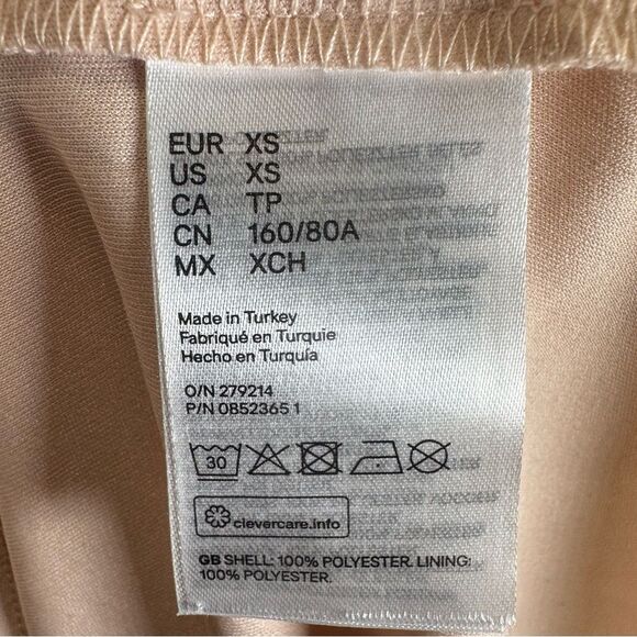 H&M blush long sleeve open tie back layered tulle lace dress size XS - Picture 8 of 9